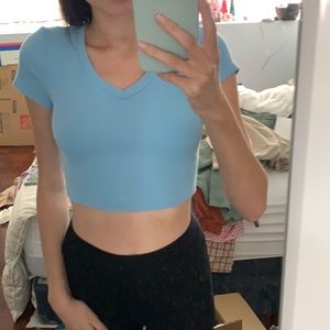 blue shein crop top